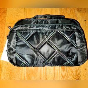 Lug Scoop 2 in Black Rainbow Stitch with blue swallow lining